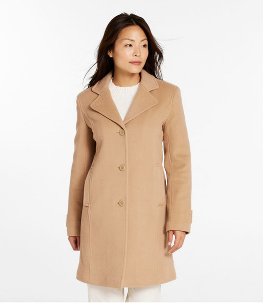 Women's Classic Lambswool Polo Coat, Three-Quarter Length - US 9567