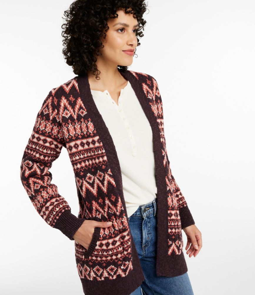 Women's Cotton Ragg Sweater, Open Cardigan Fair Isle - US 1814