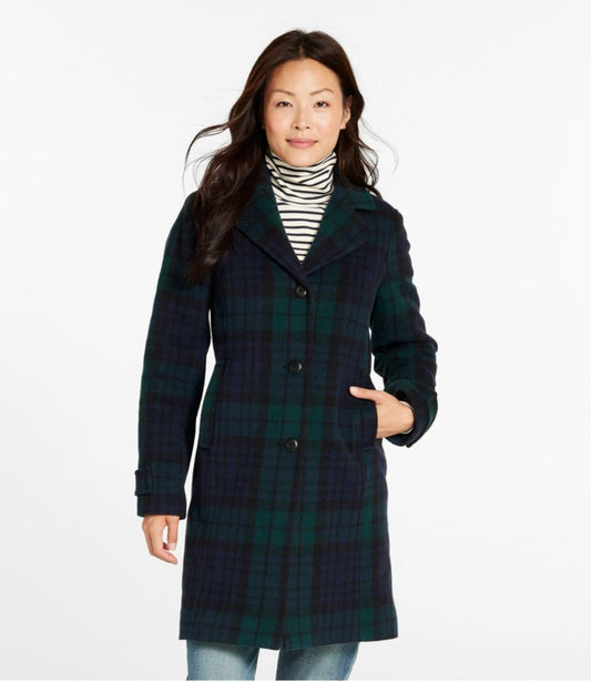 Women's Classic Lambswool Polo Coat, Three-Quarter, Pattern - US 1505