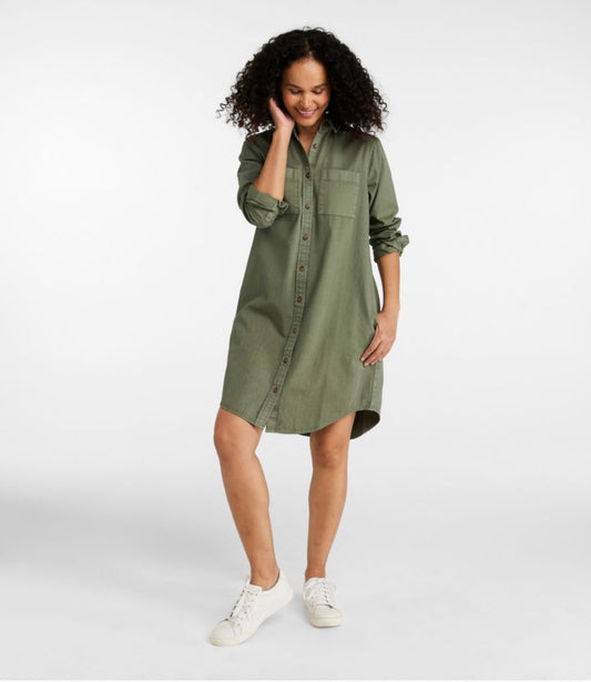 Women's L.L. Bean Heritage Washed Denim Shirt Dress, Garment-Dye - US 5415