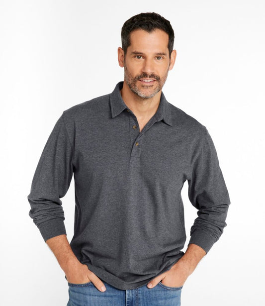 Men's Carefree Unshrinkable Polo, Long-Sleeve, Without Pocket - US 0937