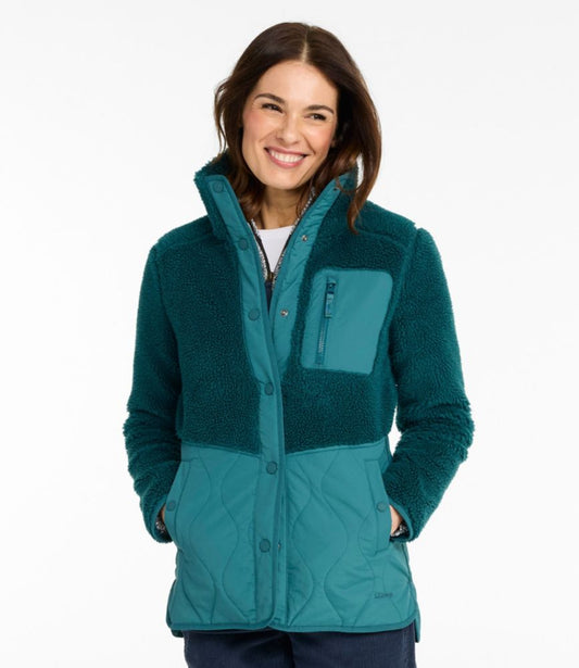 Women's Bean's Mixed Media Sherpa Fleece Jacket - US 4282