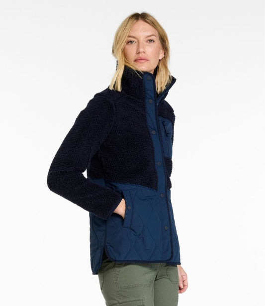 Women's Bean's Mixed Media Sherpa Fleece Jacket - US 9013