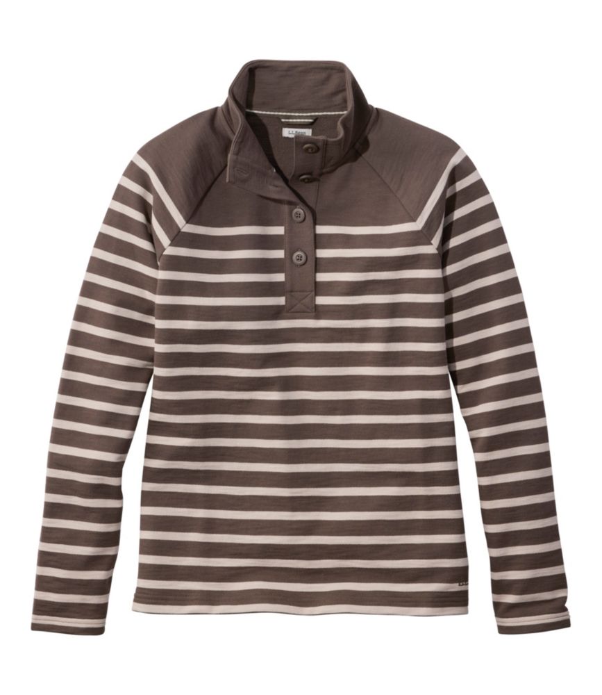 Women's Peaks Island Button Mockneck, Stripe - US 2039