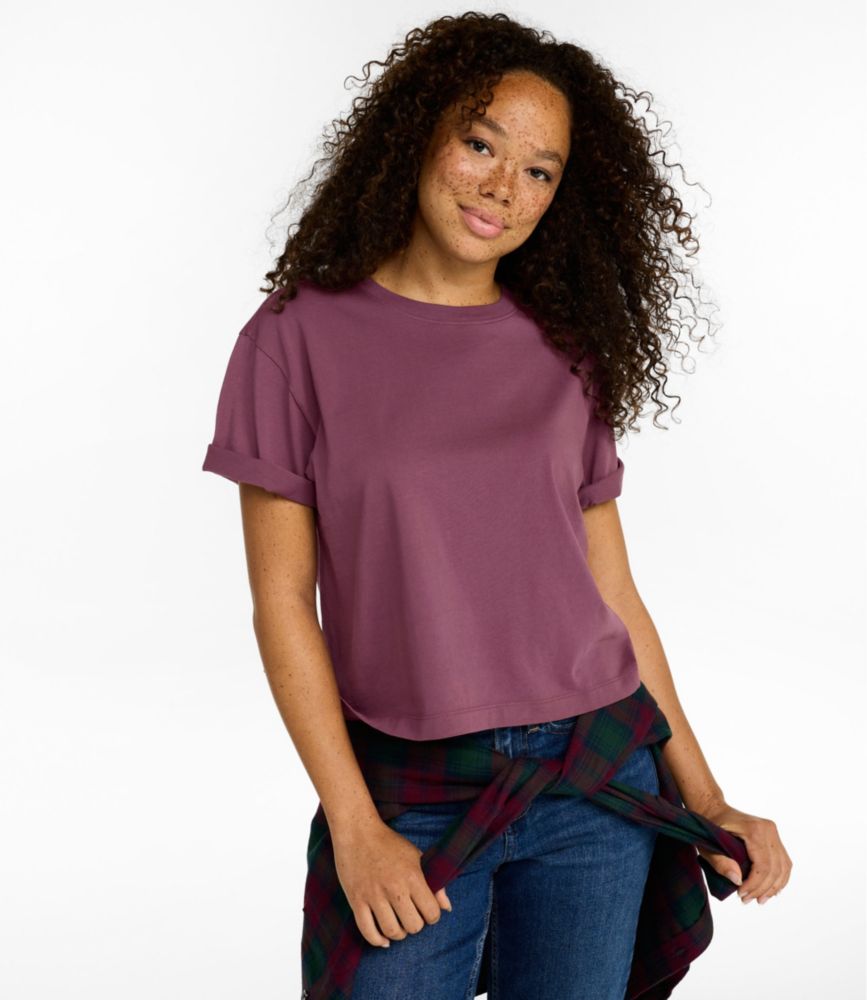 Women's Sunwashed Tee, Short-Sleeve Cropped Boxy Crewneck - US 4814