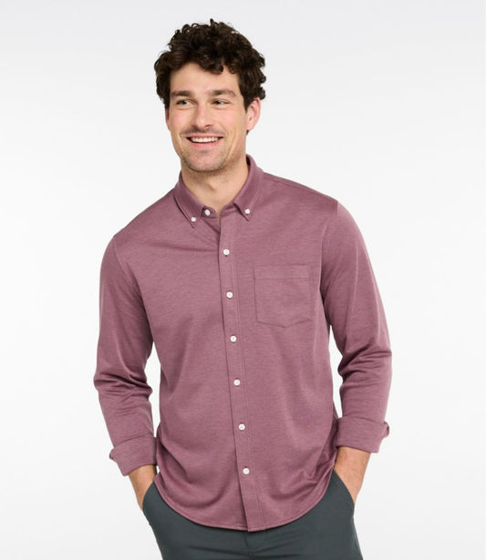 Men's Comfort Stretch Performance® Button-Front Knit Shirt, Long-Sleeve - US 9673