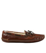 Men's Leather Double-Sole Slippers, Shearling-Lined - US 7539