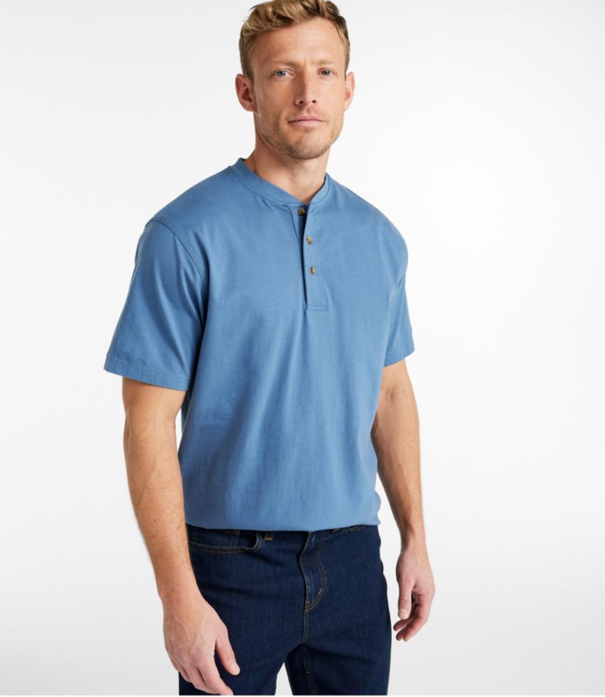 Men's Carefree Unshrinkable Tee, Traditional Fit, Henley - US 7628