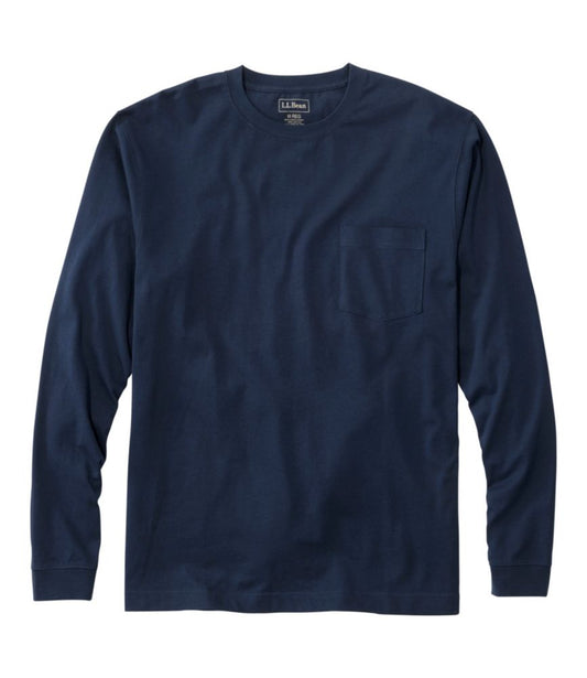 Men's Carefree Unshrinkable Tee with Pocket, Traditional Fit, Long-Sleeve - US 9011