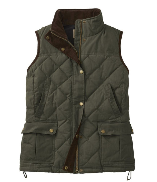 Women's L.L.Bean Upcountry Waxed Cotton Down Vest - US 7169