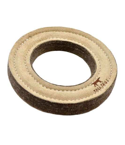 Natural Leather & Wool Ring Dog Toy - US 2773