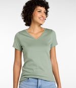 Women's Pima Cotton Shaped V-Neck, Short-Sleeve - US 9865