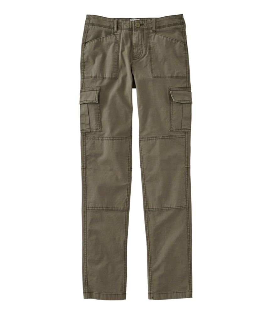 Women's Stretch Canvas Cargo Pants, Mid-Rise Straight-Leg - US 4834
