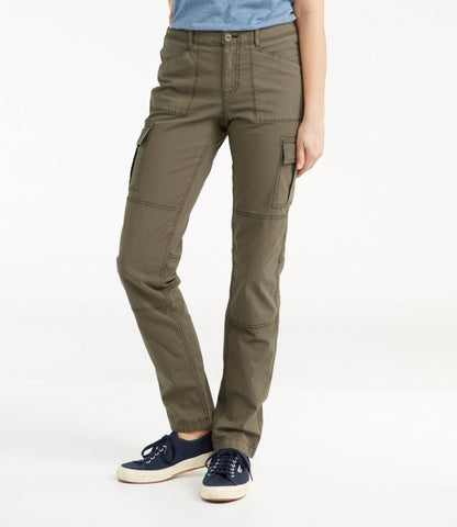 Women's Stretch Canvas Cargo Pants, Mid-Rise Straight-Leg - US 4834