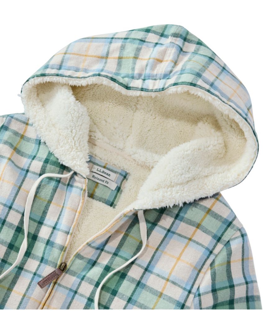 Women's Scotch Plaid Flannel Shirt, Sherpa-Lined Zip Hoodie - US 8180