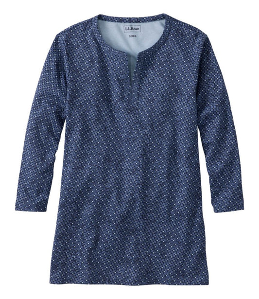 Women's L.L.Bean Tee, Three-Quarter-Sleeve Splitneck Tunic Print - US 4909