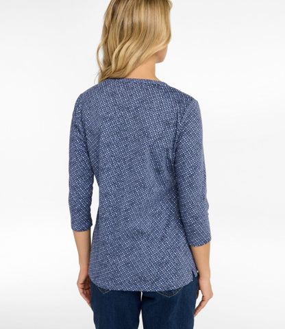 Women's L.L.Bean Tee, Three-Quarter-Sleeve Splitneck Tunic Print - US 4909