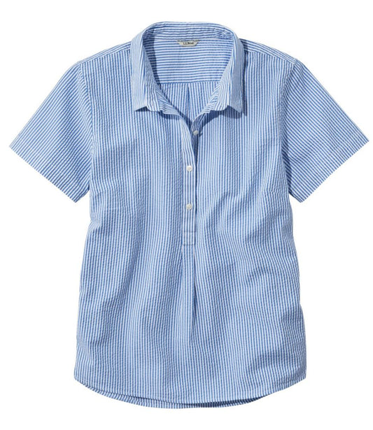 Women's Vacationland Seersucker Shirt, Short-Sleeve Popover Stripe - US 0707