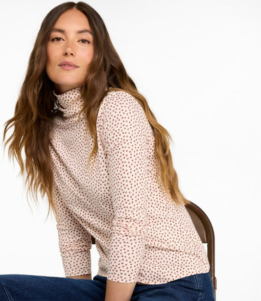 Women's Pima Cotton Turtleneck, Long-Sleeve Print - US 3373