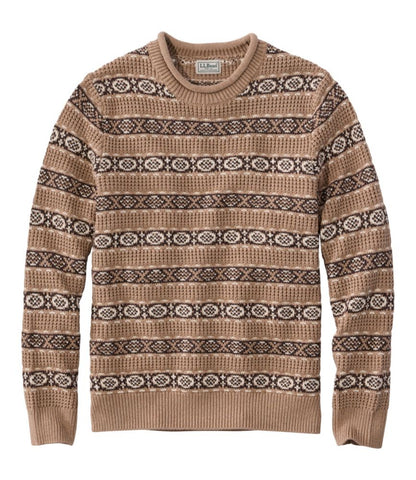 Men's L.L.Bean Organic Cotton Waffle Sweater, Crewneck, Fair Isle - US 9161