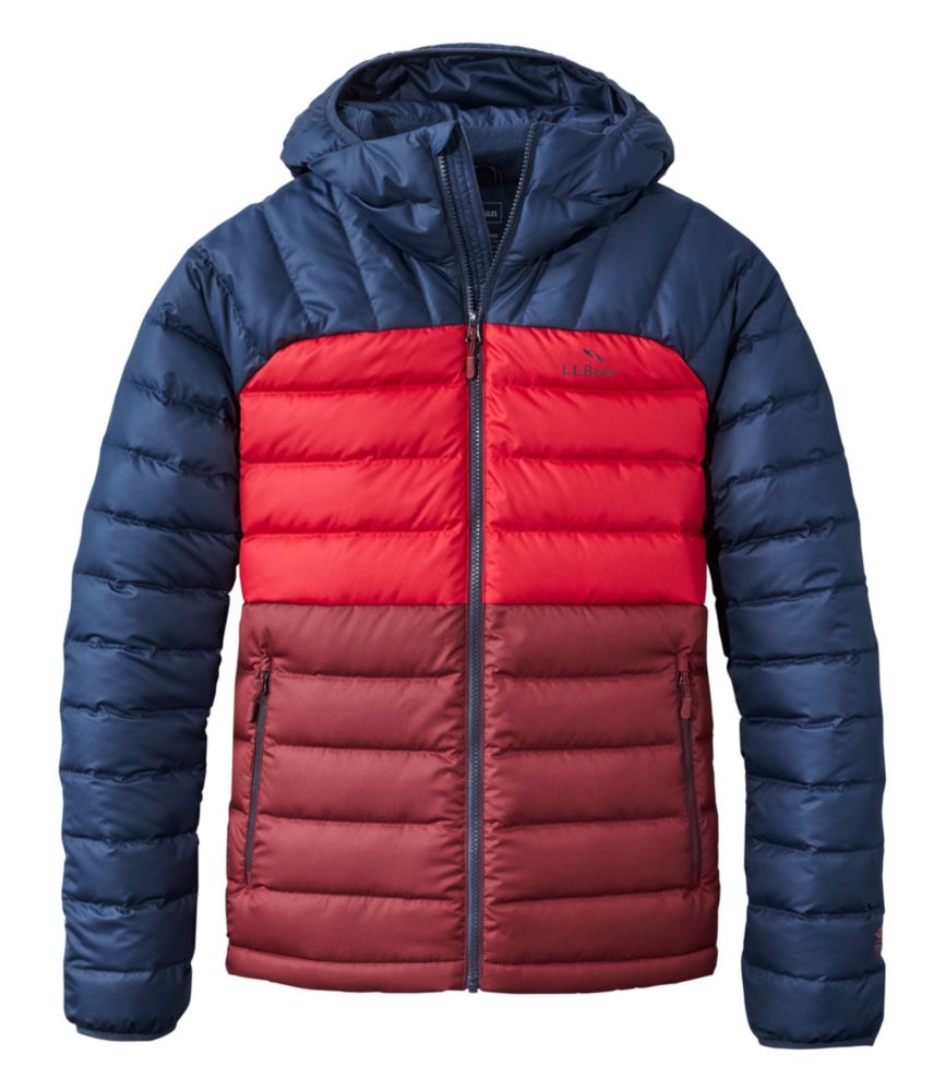 Men's Bean's Down Hooded Jacket, Colorblock - US 9640