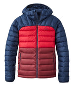 Men's Bean's Down Hooded Jacket, Colorblock - US 9640