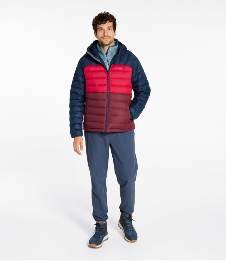 Men's Bean's Down Hooded Jacket, Colorblock - US 9640