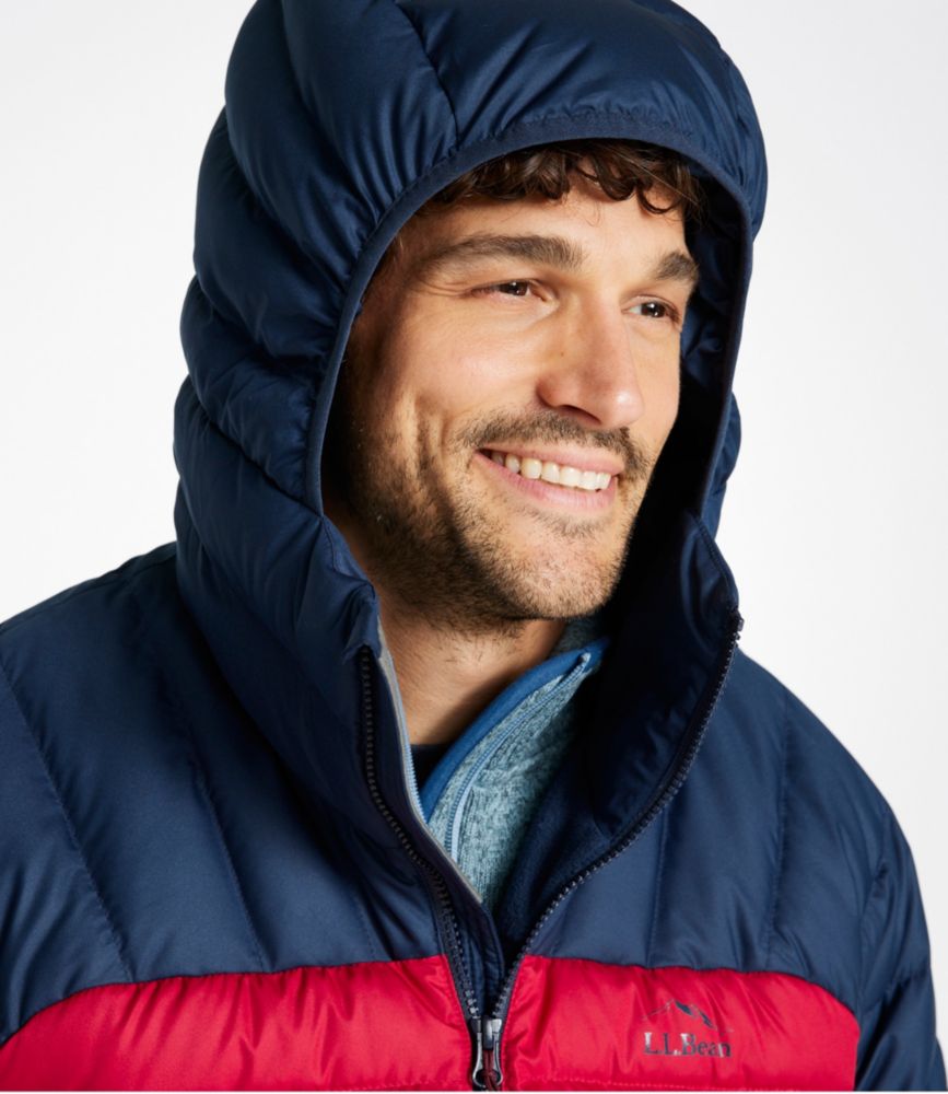 Men's Bean's Down Hooded Jacket, Colorblock - US 9640