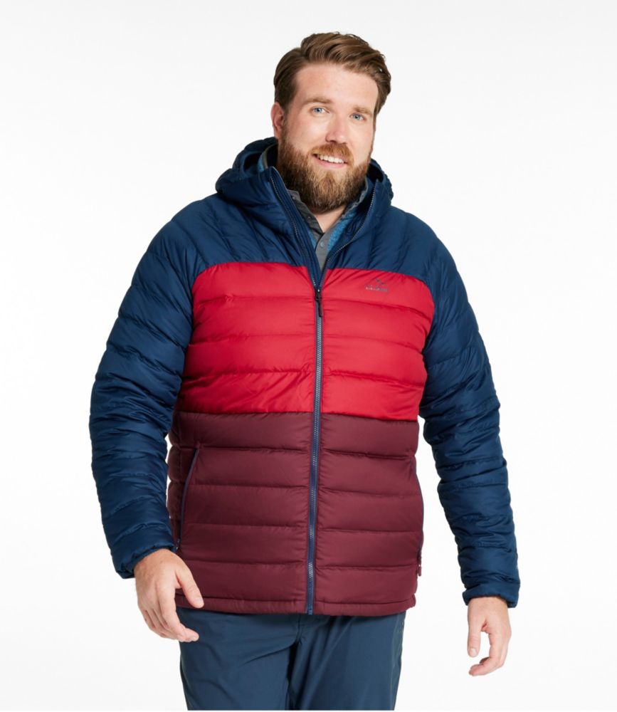Men's Bean's Down Hooded Jacket, Colorblock - US 9640