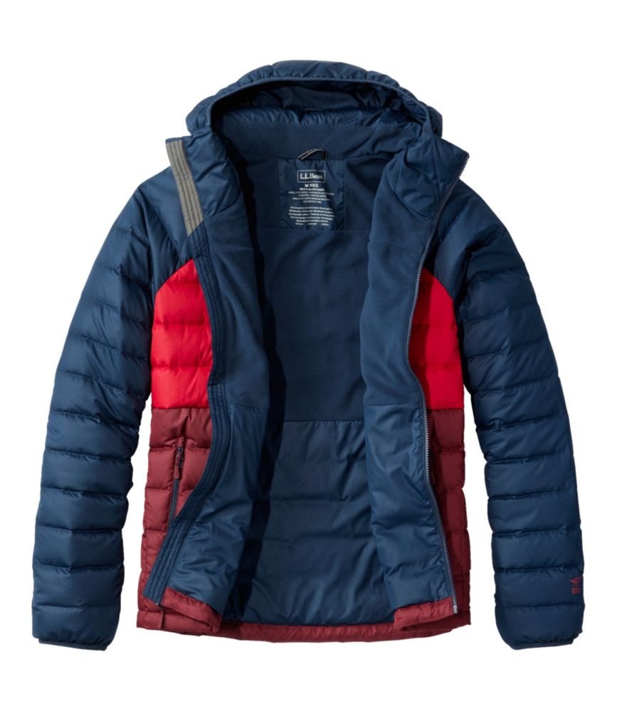 Men's Bean's Down Hooded Jacket, Colorblock - US 9640
