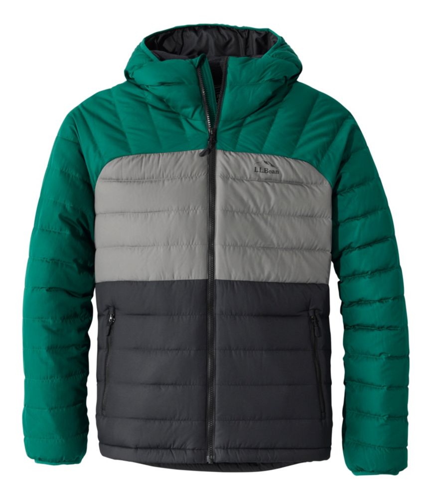 Men's Bean's Down Hooded Jacket, Colorblock - US 6179