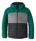 Men's Bean's Down Hooded Jacket, Colorblock - US 6179