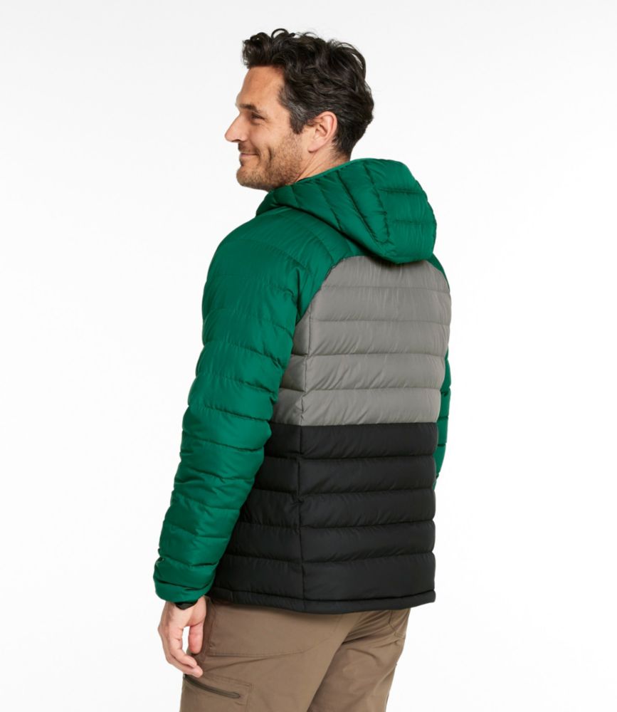 Men's Bean's Down Hooded Jacket, Colorblock - US 6179