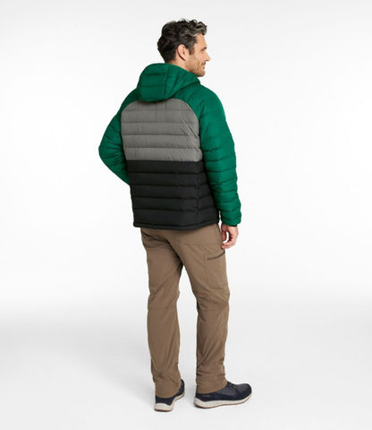 Men's Bean's Down Hooded Jacket, Colorblock - US 6179