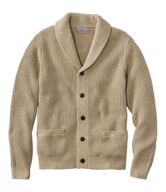 Men's Organic Cotton Waffle Sweater, Cardigan - US 5547