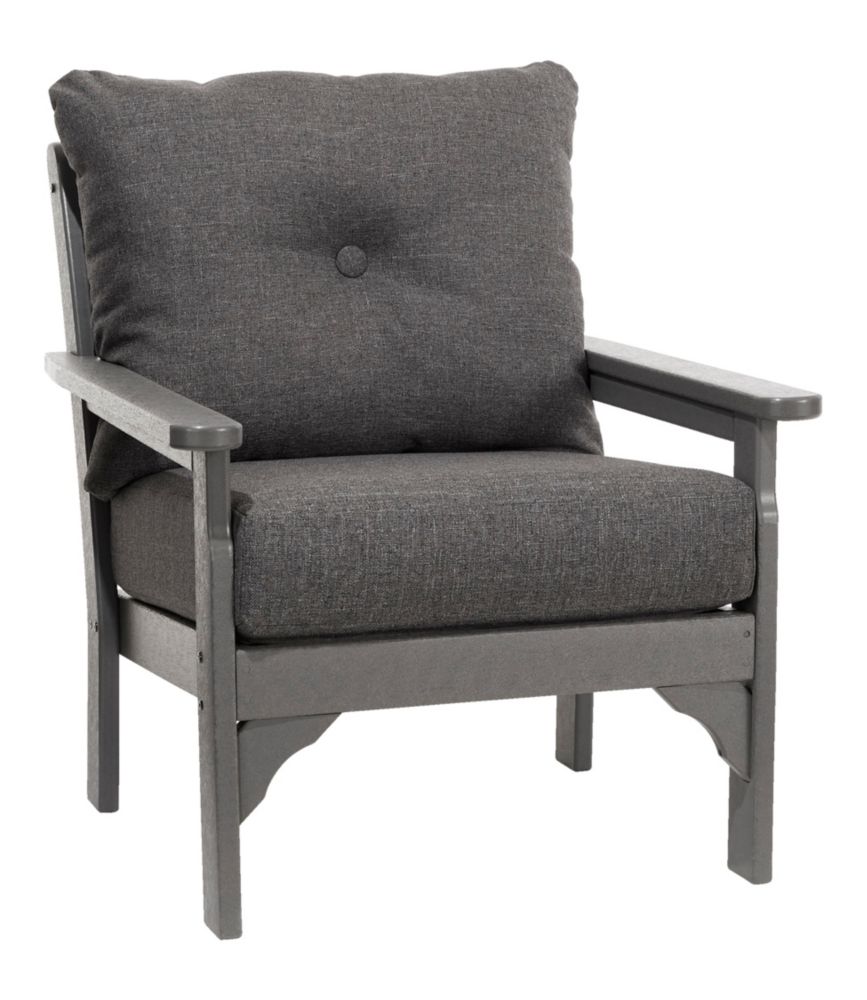 All-Weather Patio Chair with Textured Cushion, Slate Gray - US 7730