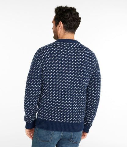 Men's Bean's Classic Ragg Wool Sweater, Crewneck, Bird's-Eye - US 2182