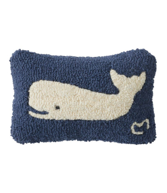 Wool Hooked Throw Pillow, Whale, 8" x 12" - US 9054