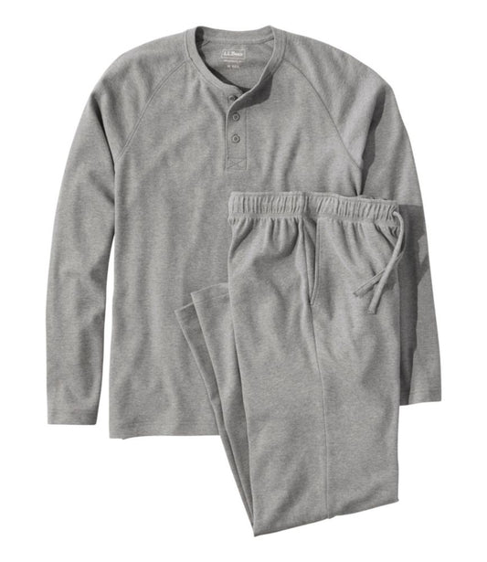 Men's Bean's Cotton Knit Pajamas, Henley PJ Set - US 3109