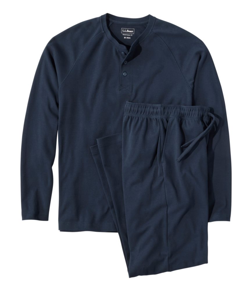 Men's Bean's Cotton Knit Pajamas, Henley PJ Set - US 3110