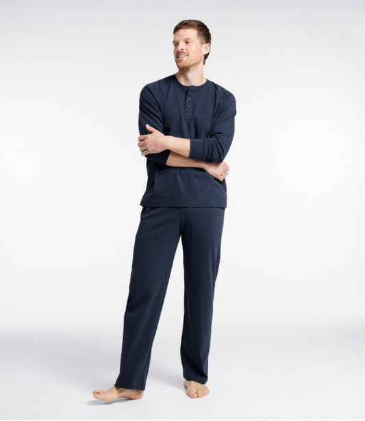 Men's Bean's Cotton Knit Pajamas, Henley PJ Set - US 3110