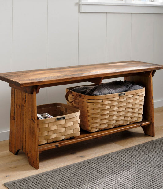 Rustic Wooden Mudroom Bench, Large - US 4219