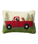 Wool Hooked Throw Pillow, Dog Trio, 14" x 20" - US 5090