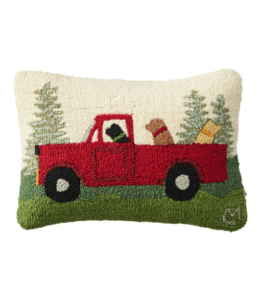 Wool Hooked Throw Pillow, Dog Trio, 14" x 20" - US 5090
