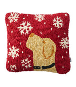 Wool Hooked Throw Pillow, Snowflake Yellow Lab, 14" x 14" - US 4562