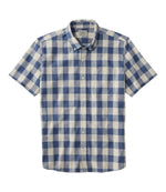 Men's Comfort Stretch® Chambray Shirt, Slightly Fitted Untucked Fit, Short-Sleeve, Plaid - US 1637