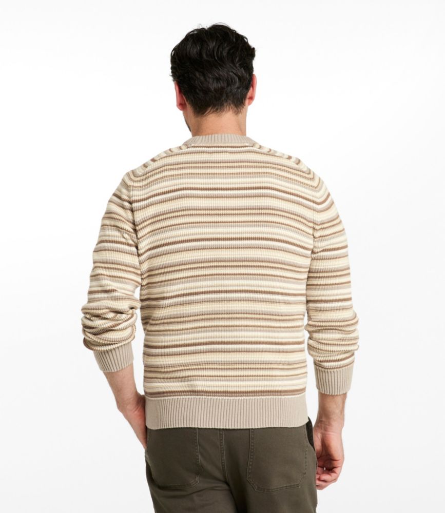 Men's Sunwashed Textured Cotton Sweater, Crewneck, Stripe - US 5123