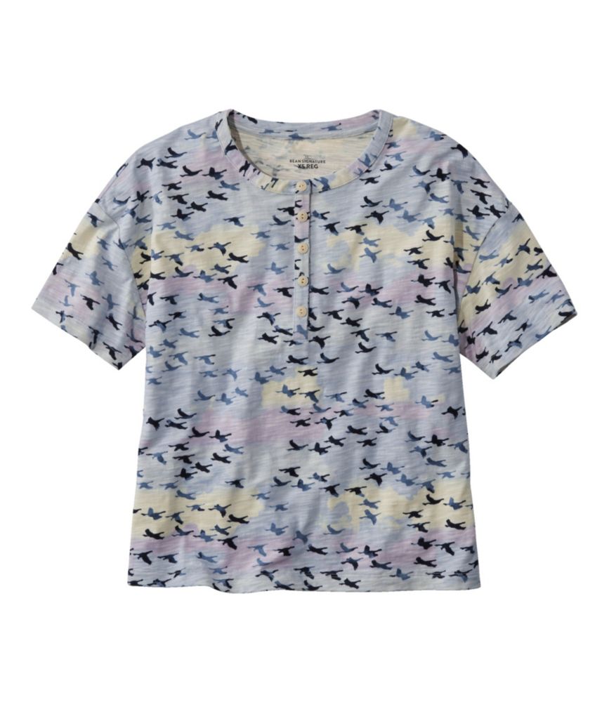 Women's Signature Slub Tee, Short-Sleeve Henley Novelty - US 0652