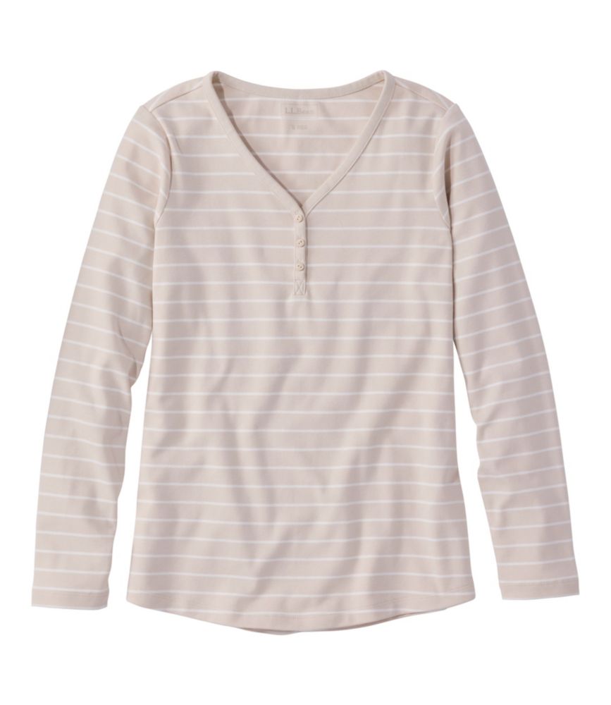 Women's L.L.Bean V-Neck Henley, Long-Sleeve Stripe - US 8379