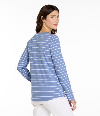 Women's L.L.Bean V-Neck Henley, Long-Sleeve Stripe - US 1445